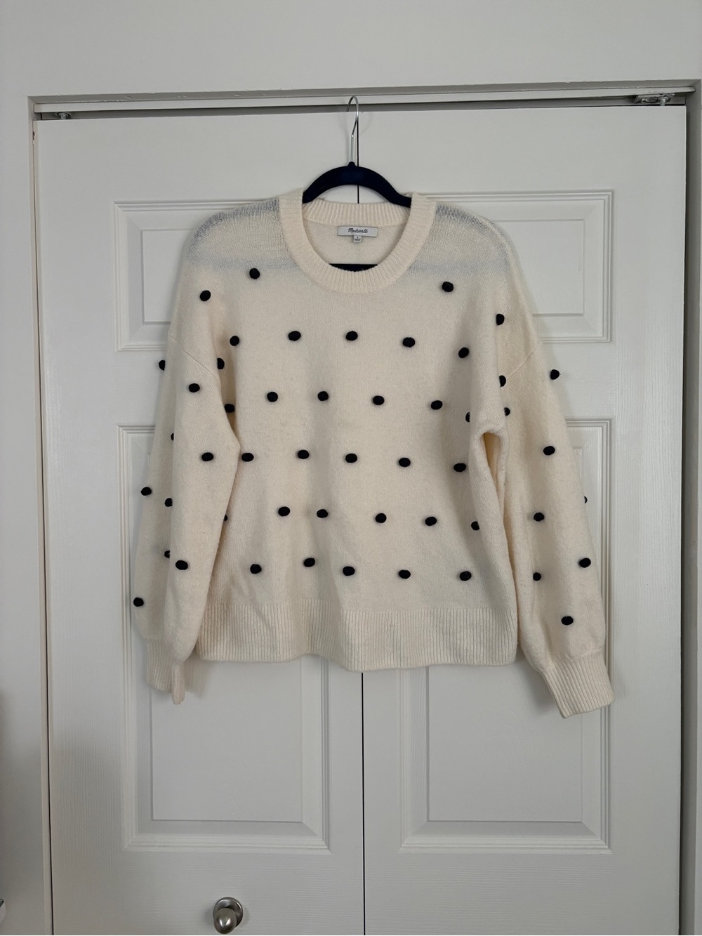 Madewell Polka Dot Crewneck Sweater - Cream with Black Dots